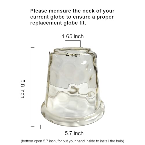 Image of 3 Pack Light Fixtures Replacement, Globe Shaped Hammer Glass Clear Amber Glass Shade for Pendant Light Vanity Wall Sconce, E26 Base 1-5 /8 Inch Fitter