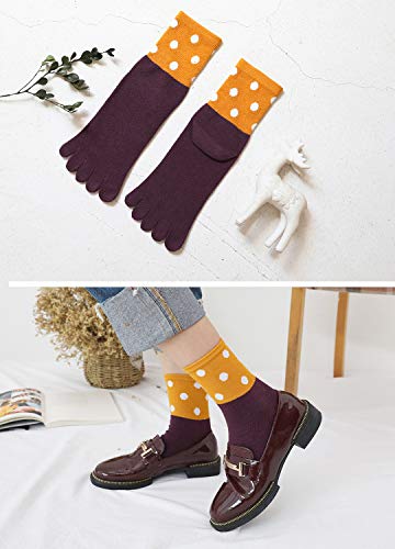 Image of ZAKASA Womens Toe Socks Funny Cat Dog Print Cotton Five Finger Socks Novelty Athletic Running Crew Ankle Socks Size 6-9