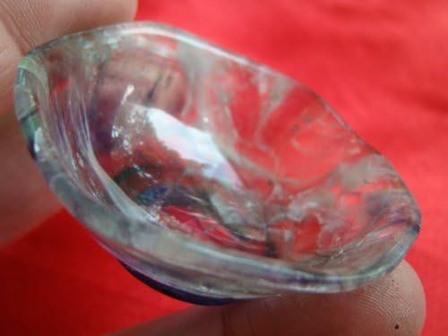 G0322 Rainbow Fluorite Carved Bowl Gem Quality Cute