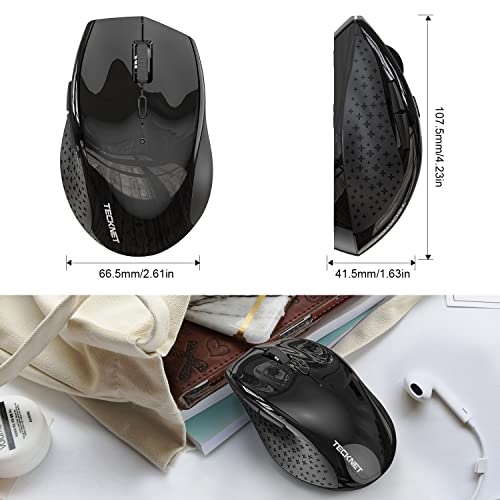 Image of TECKNET Wireless Mouse, 2.4G USB Computer Mouse with 6-Level Adjustable 4800 DPI, 30 Months Battery, Ergonomic Grips, 6 Buttons Portable for PC, Chromebook, Mac (Black)