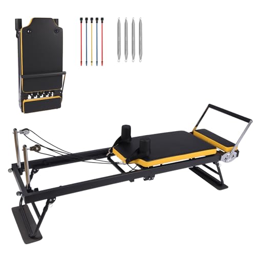 Pilates Reformer,Foldable Pilates Machine & Equipment for Home Use and Gym Workout, Suitable for Advanced and Beginners Users, Up to 250 Lbs Weight Capacity
