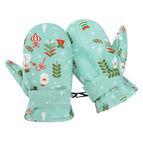 Image of American Trends Lined Fleece Toddler Mittens Winter Warm Gloves Child Ski Waterproof Snow Baby Mittens for Boys Girls, Christmas Man, M (Fits 2-3 Years)