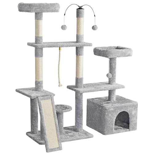 Topeakmart Cat Tree Cat Activity Tower Play Center with Sisal Scratching Posts Perches Condos Dangling Balls