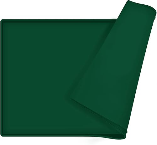 Miniatura 20 de Tapete de comida para perros, bandeja de comida impermeable de silicona, mantel individual antideslizante para mascotas, borde elevado de 0.6