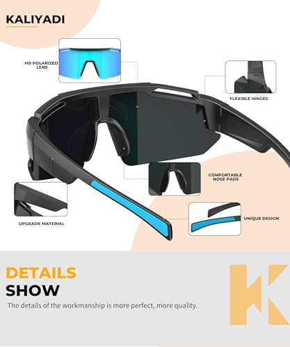 KALIYADI Polarized Youth Baseball Sunglasses: Kids Sunglasses for Boys Girls Sports Cycling Running Age 3-12 UV400 Protection4