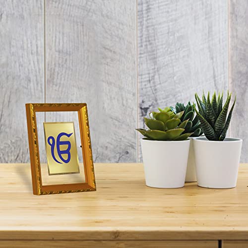 Image of Diviniti Ek Omkar Gold Plated Wall Photo Frame, Table Decor| DG Frame 103 Size 2 and 24K Gold Plated Foil| Religious Photo Frame Idol For Pooja, Gifts Items (21.5 CM X 17.5 CM)
