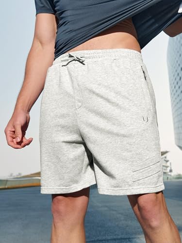 NORTHYARD Men's Cotton Casual Sweat Shorts Athletic Running Shorts with Zipper Pockets 7" Workout Gym Lounge Short for Mens2