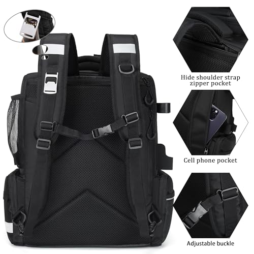WANOON Mochila de pesca com suportes de vara, mochila impermeável para equipamentos de pesca, bolsa
