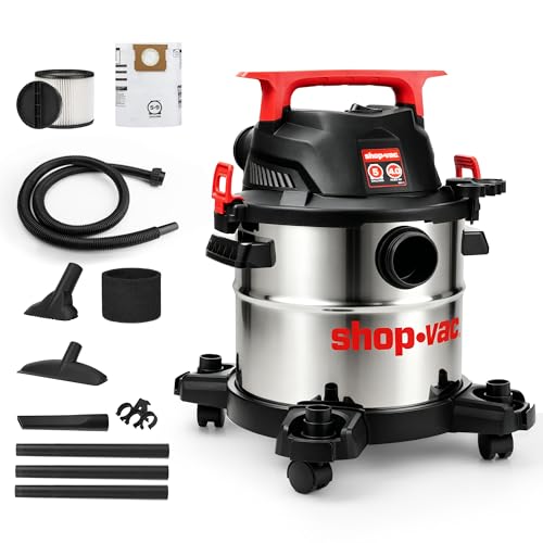 Shop-Vac 5430162 Wet/Dry Vacuum, 5 Gallon, 4 Peak HP, 1-1/4 Inch Diameter x 7 Foot Hose, 6 Foot Cord, Ideal for Jobsite, Garage, Workshop & Home