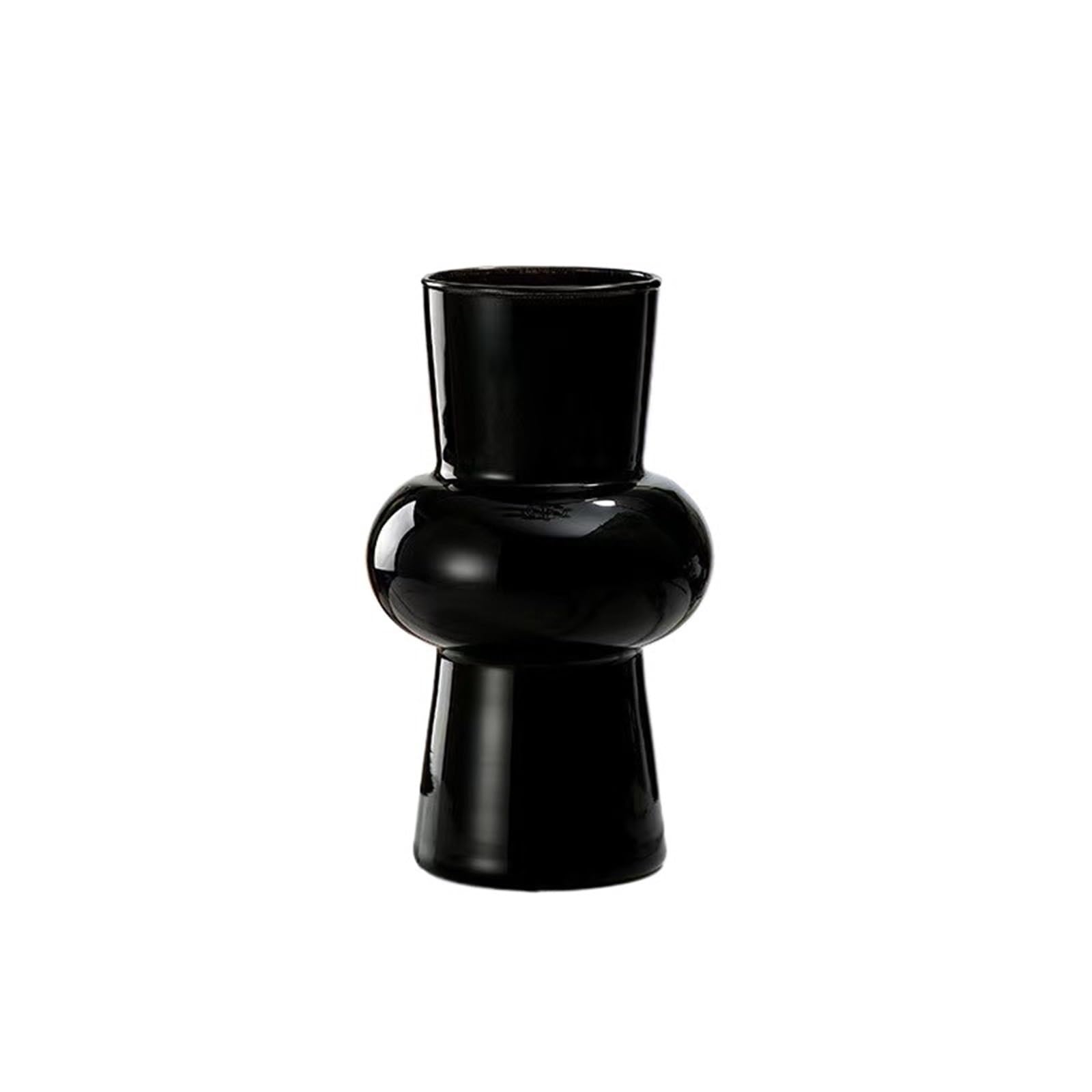 Geometric Vases Vintage Vase Glass Living Room Dining Table Ornament Colorful Home Decoration(Black)