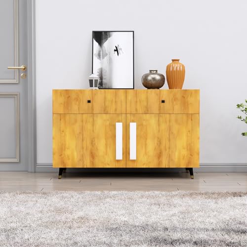 Image of Bniture Storage Cabinet Wooden for Living Room Sideboard with 2 Drawer and 2 Door | Multipurpose Storage Organizer Chest of Drawer Cabinet for Home Hallway Drawing Room Bedroom Kitchen | Giant Wood