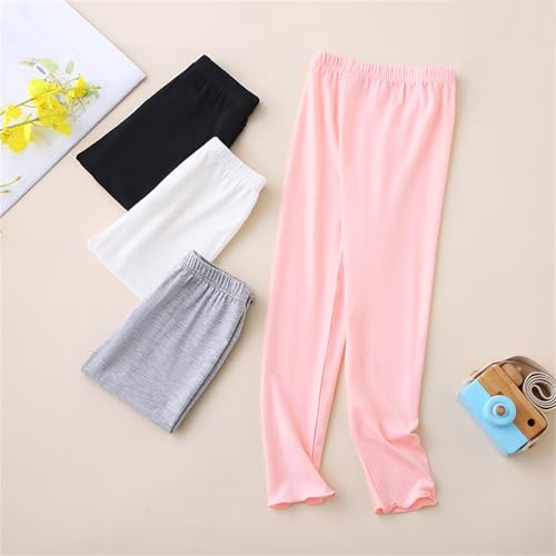 Girls Solid Color Basics Leggings Soft Full Length Legging Tights Pants Toddler Stretchy Trousers Shiny Pants3