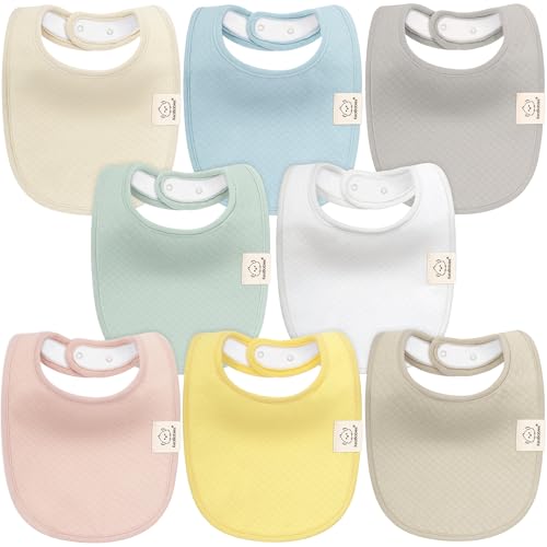 Image of KeaBabies 8-Pack Organic Baby Bibs for Girls, Boys - Quilted Cotton Cloth Baby Drool Bibs for Drooling and Teething Toddler, Newborn, Infant, Soft & Super Absorbent (Dawn)