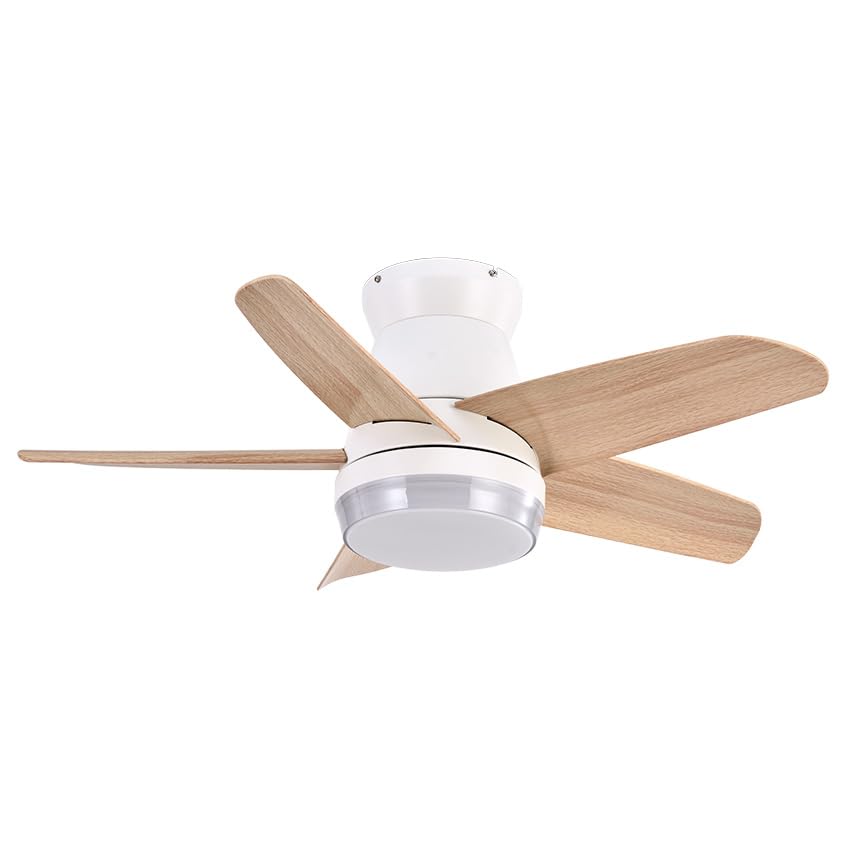 Eden pulse Ventilador DC 24W 2400lm Blanco/Haya, 5 aspas, 91d, 3000K/4500K/6000K, Control remoto, temporizador, memoria - Ideal para climatización y confort.