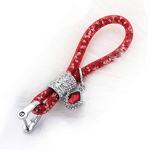 RAYHOO Crystal Car Key Chains For Ladies Women Key Fob, Key Chain Ring Strap Fit BMW Honda Audi Lexus Ford VW Mercedes Benz Nissan Cadillac Maserati Volvo Toyota ect. (Red)