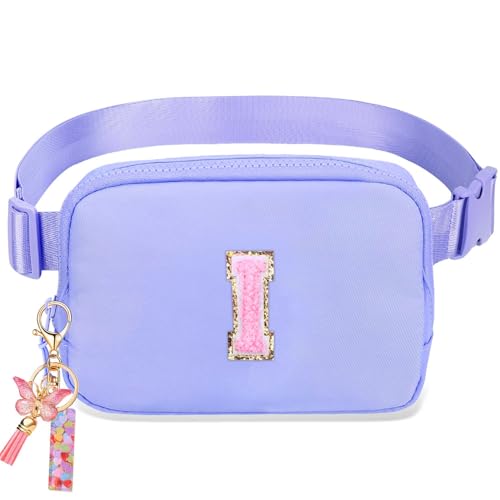 Image of Belt Bag for Girls Gifts - Birthday Gifts for Teenager, Personalized Gifts for Mom Freind Sister Teacher, Graduation GiftsInitial Crossbody Bag Belt Bag for Women Lavender Purple I