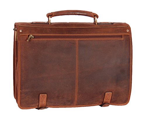 Mens Real Leather Messenger Satchel Organiser Laptop Bag Briefcase Hall Tan2