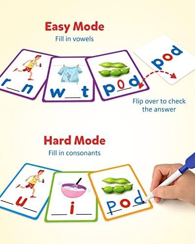 Coogam Short Vowel Spelling Flashcards, Learn to Write CVC Sight Words Color Pattern Handwriting Cards Fine Motor Montessori Educational Toy Gift for Kids 3 4 5 Years Old 2 41yYrVzTSIL. AC