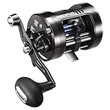 Piscifun Chaos Pro ベイトキャスティングフィッシングリール CNC機械加工アルミニウムボディ ラウンドナマズリール 最大ドラグ25ポンド トローリングリール 水平風&磁気ブレーキ付き 湖&海水用 ブラック 右利き用