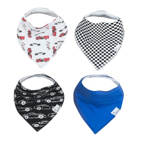 Image of Copper Pearl 4 Pack Soft Cotton Baby Bibs for Drooling and Teething, Absorbent Drool Bibs for Baby Girl and Boy, Adjustable to Fit Newborns to Toddlers, Tons of Styles (Nash)