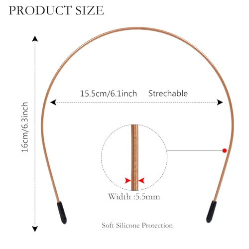 Image of 2 Pcs Metal Headbands for Women, Brown Headpiece Wire Headband Trendy & Cute, Thin Head Band Simple and Stylish Headwear Hair Accessories (Brown, L)