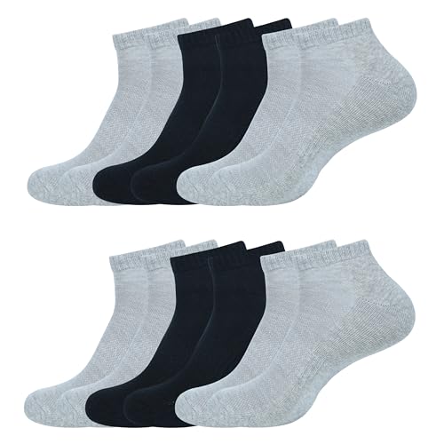 Image of Womens Cushioned Ankle Socks, Low Cut Breathable Casual Super Soft, Multi Color Options Size 4-7, 6-9 (US, Numeric, 4, 7, Regular, Regular, 6, Black, Grey)