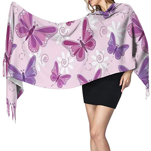 Cachemira de imitación Invierno Bufanda Chal Varias mariposas voladoras con diseño de...