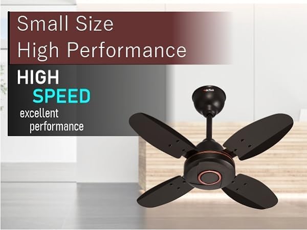 Image of haneul!!Ceiling Fan,4 Blade, High Speed, Small Size,Smoke Black, Made in India