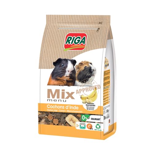 RIGA - Menu Mix pour Cochon d'Inde - Mix vitaminé - A La Banane - Graines, Céréales, Légumes Et Fruits - Riche en Vitamines Et Minéraux - sans Colorant - Sain Et Équilibré - 1,5KG
