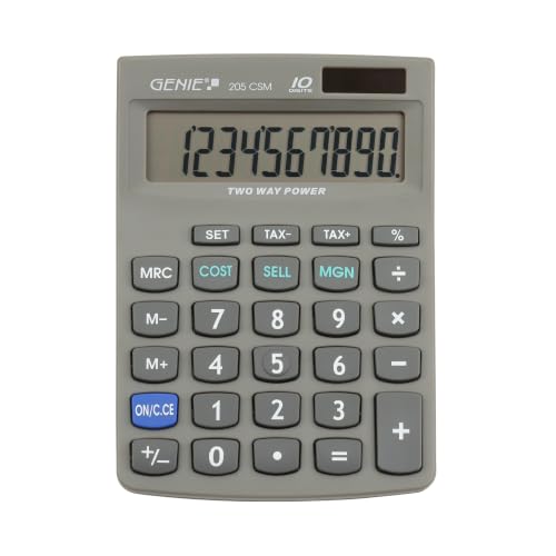 GENIE 205 CSM Calculatrice de Bureau, Écran 10 Chiffres, Solaire et Pile