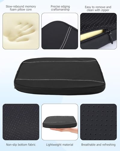 Zofory Autositzkissen aus Memory Foam, Sitzerhöhung Auto, Auto Fahrersitz Sitzkissen, Linderung von Rückenschmerzen, für Bürostühle, Autos und Lastwagen (Schwarz)