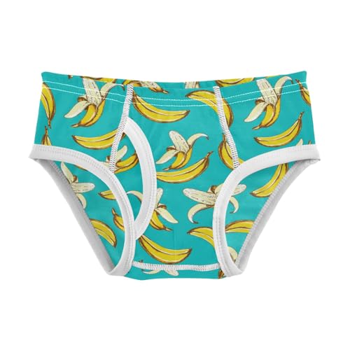 Boys' Exclusive Briefs Toddler Underwear 95% Combed Cotton Boxerbriefs 2T Banana Pattern on Teal 46