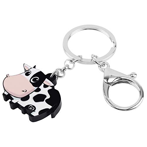 WEVENI Acrylic Cute Dairy Cow Keychain Cattle Keyring Farm Jewelry Charms For Women Girls2