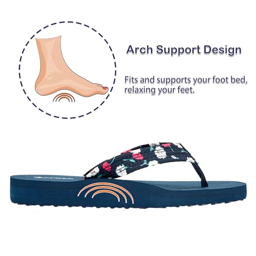 Ampeo Women's Arch Support Flip Flops Comfortable Casual Summer Beach Thong Sandals