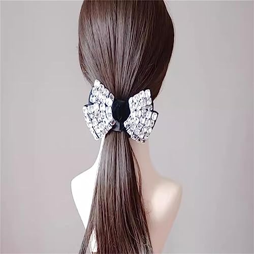 Chouchou cheveux noir strass diamant nœud papillon JFDBGU