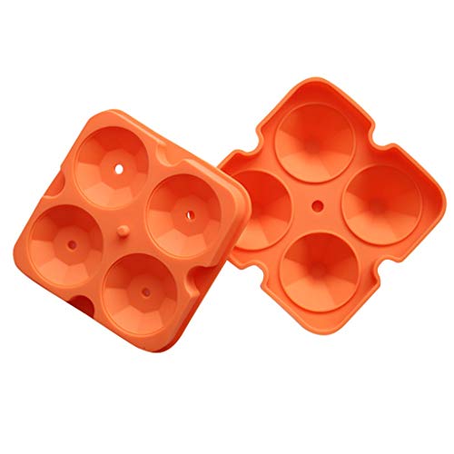 Silikon Eisformen,4-Fach 3-Set Eiswürfelschale Silikonform,Ice Cube Tray Eisformen,BPA Frei, für Saft,Whisky,Cocktail,Orange