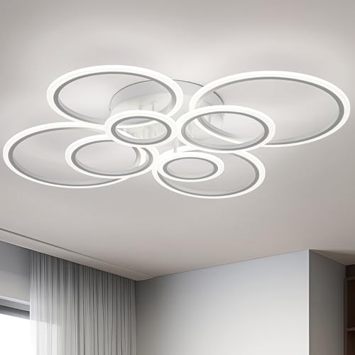 TEMINBU Modern LED Ceiling Light, White 8 Rings Flush Mount