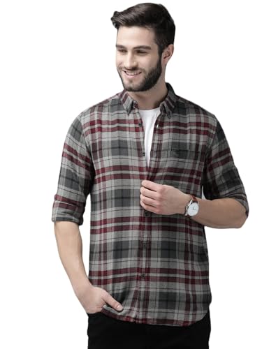 Image of THE BEAR HOUSE Men's's Checkered Flannel Shirt | Grey | TBH-KAMET-GY