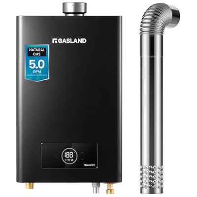 GASLAND Gasmart C 113,000 BTU Natural Gas Tankless Water Heater Indoor, Max 5 GPM On Demand Hot Water Heater with 3“ Exhaust Pipe, 120 Volt, CS422BNG