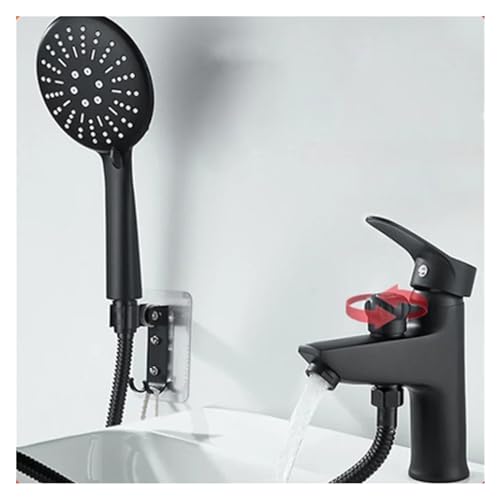 Lavabo de salle de bains en laiton noir mitigeur eau chaude froide - 5