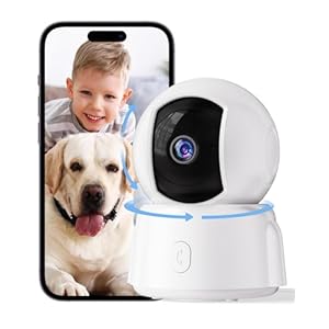 Golspark Indoor Security Camera 2K, Pet Camera for Home Security, Dog Cam Pan/Tilt, Motion Tracking, 2-Way Audio, Night Vision Baby Monitor, Siren Alert, Phone App, 24/7 Cloud &SD Card Storage, 2.4GHz