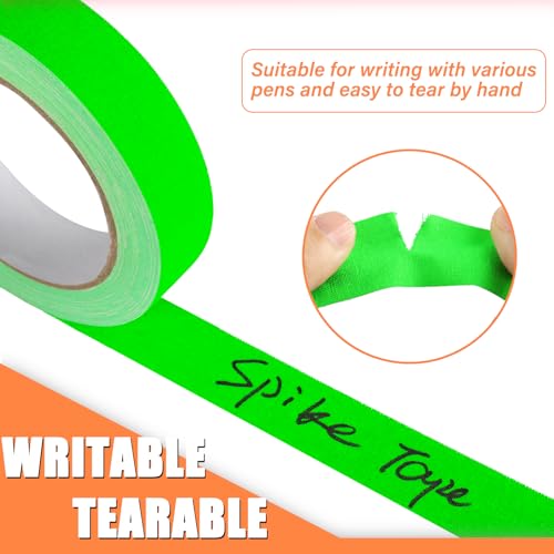 Image of GEYYANG Spike Tape, 1 inch x 20 Yards Green Fluorescent Gaffers Tape, Black Light UV Reactive, Multipurpose Fluorescent for Stage Marking, Party and Art Crafts