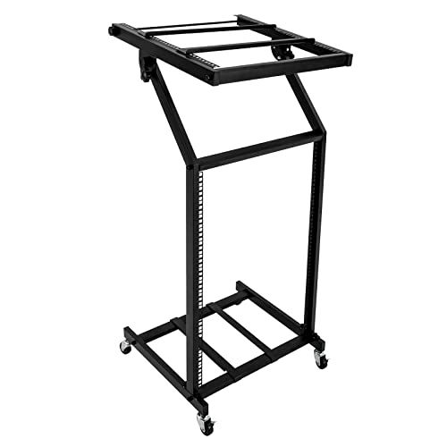 Dj Mixer Stand, 16U Dj Mixer Stand Adjustable Rack Mount Rolling Stage Cart Studio Music Show, Rack Mount Dj Mixer Stand Studio Equipment Adjustable Stage Cart W/Wheel Music Party Show, Dj Racks #TOP5