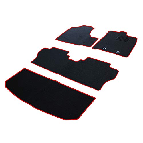フェニーチェ カーマット フロアマット ラゲッジマット セット 国内生産 ブラック × ロック糸レッド 滑り止め形状 ずれにくい 車用 マット