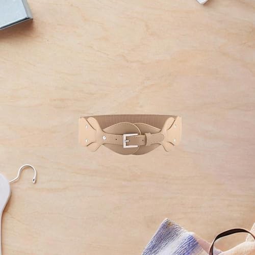 jojomis Women Wide Waist Belt Corset Band Female Lady Wrap Belt Stretch Cinch Waistband Adjustable Fashion Accessory- Khaki3