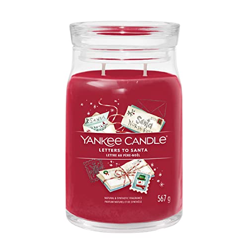 Yankee Candle Signature Bougie parfumée, Lettres au Père Noël en grand pot avec double bouchon, mélange de cire de soja