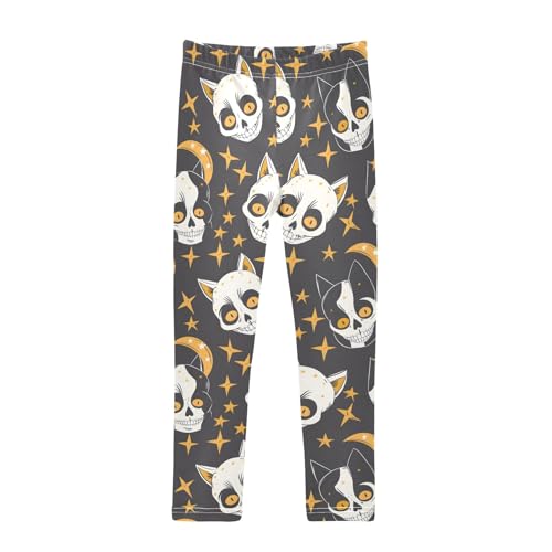 Bones and Cat Ears Girls Leggings Athletic Pants Tights Stretch Bottom