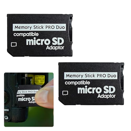 Memory Stick PRO Duo - Adaptador de tarjeta de memoria, 2 unidades, convertidor micro SD a TF, para 1000/2000/3000 PSP, adaptador de tarjeta de memoria Handycam cámara Sony Playstation portátil