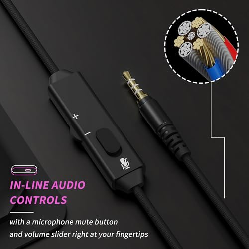 Image of BINNUNE Gaming Headset with Mic for PS4 PS5 Xbox Series X|S Xbox 1 PC NS, Wired Gaming Headphones with Microphone for PS 4|5 Xbox1