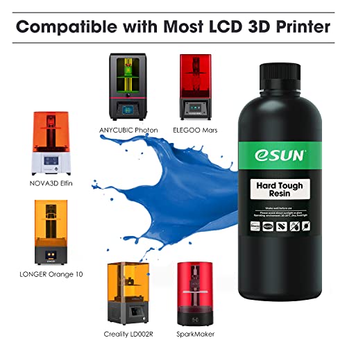 Image of eSUN 405nm LCD 3D Printer Rapid Resin UV Curing Resin ABS-Like Rapid Resin Hard Tough Resin High Impact High Tough Photopolymer Resin for Photon UV Curing LCD 3D Printer, Plastic Bottle, 1000g Blue